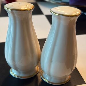 Cream with gold trim Salt/Pepper Shakers by Lenox